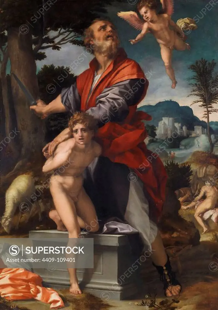 Andrea del Sarto / 'The Sacrifice of Isaac', ca. 1528, Italian School, Oil on panel, 98 cm x 69 cm, P00336. Museum: MUSEO DEL PRADO, MADRID, SPAIN.