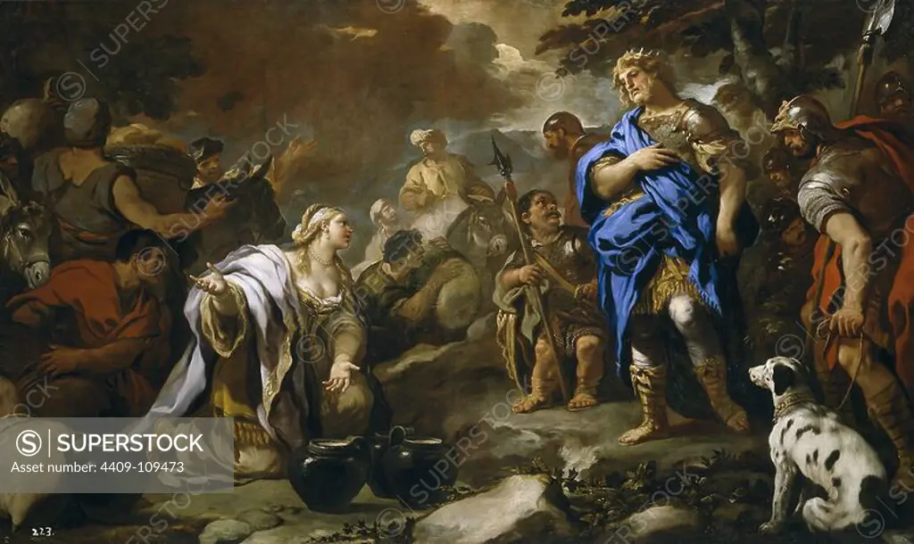 Luca Giordano / 'The prudent Abigail', 1696-1697, Italian School, Oil on canvas, 216 cm x 362 cm, P00166. Museum: MUSEO DEL PRADO, MADRID, SPAIN. DAVID. ABIGAIL.