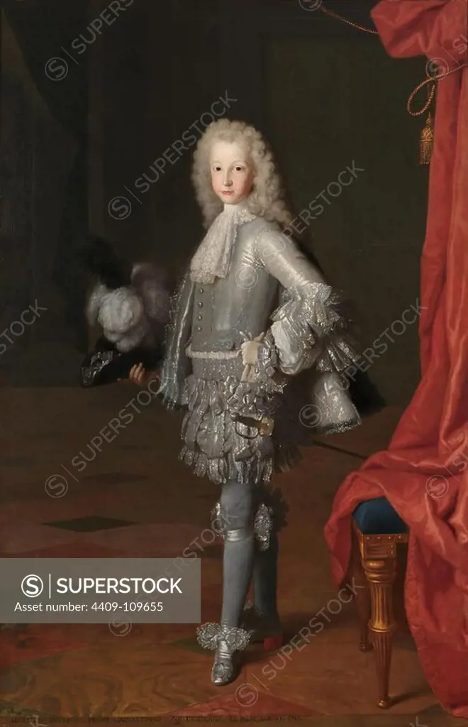 Michel-Ange Houasse / 'Louis I, Prince of Asturias', 1717, French School, Oil on canvas, 172 cm x 112 cm, P02387. Museum: MUSEO DEL PRADO, MADRID, SPAIN.
