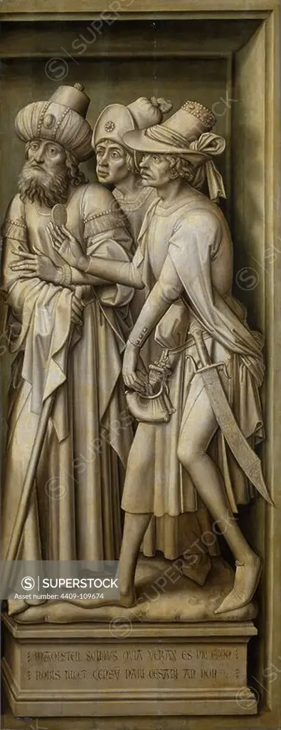 Vrancke van der Stockt / 'Tríptico de la Redención: la moneda del César', 1455-1460, Flemish School, Oil on panel, 195 cm x 77 cm, P01892. Museum: MUSEO DEL PRADO, MADRID, SPAIN.