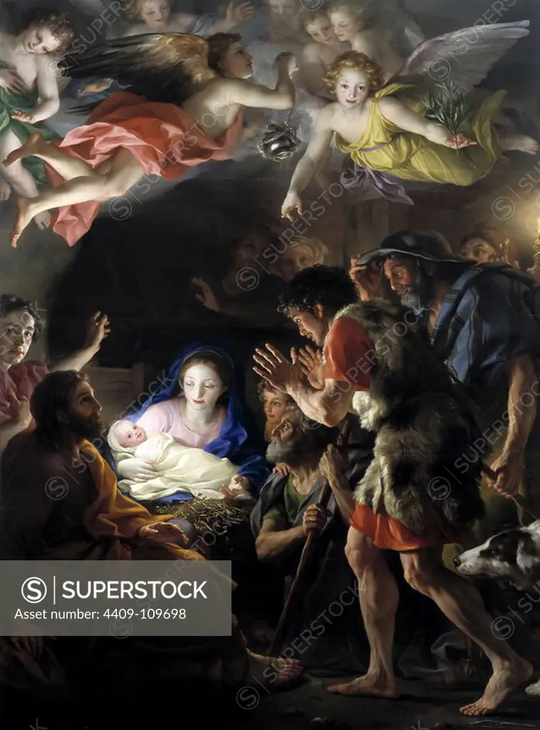 Anton Rafael Mengs / 'The Adoration of the Shepherds', ca. 1769, German School, Oil on panel, 256 cm x 190 cm, P02204. Museum: MUSEO DEL PRADO, MADRID, SPAIN. Author: ANTON RAPHAEL MENGS.