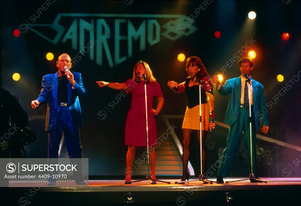 FESTIVAL MUSICAL DE SAN REMO 1988-GRUPO MANHATTAN TRANSFER ACTUANDO. Location: FESTIVAL MUSICAL. SAN REMO. ITALIA.