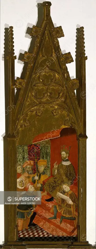 Anonymous / 'El embajador de Inglaterra da cuenta a su rey de los acontecimientos de su misión', 1425-1450, Spanish School, Tempera on panel, 99,5 cm x 45 cm, P07631. Museum: MUSEO DEL PRADO, MADRID, SPAIN.