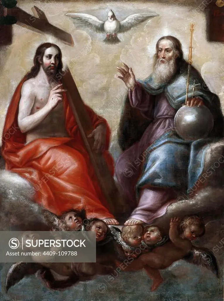 Anonymous / 'Holy Trinity', 18th century, Spanish School, Canvas, 119 cm x 89 cm, P03267. Museum: MUSEO DEL PRADO, MADRID, SPAIN.
