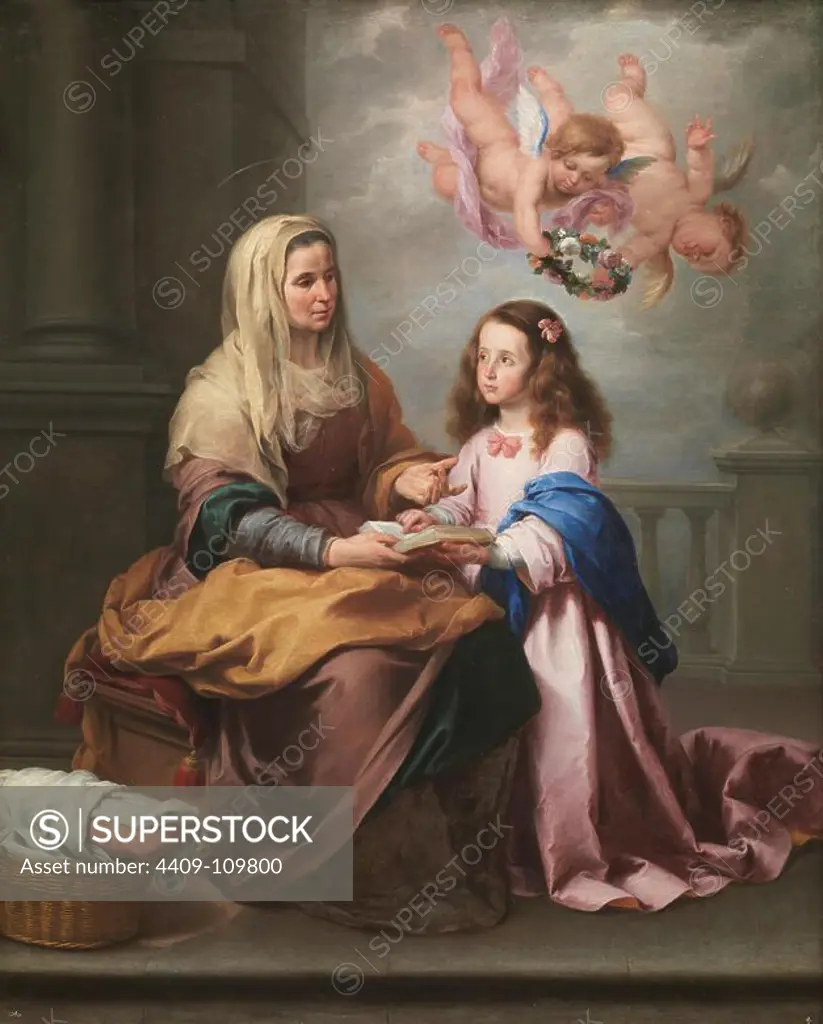 Bartolomé Esteban Murillo / 'Saint Anne with the Virgin', ca. 1655, Spanish School, Oil on canvas, 219 cm x 165 cm, P00968. Museum: MUSEO DEL PRADO, MADRID, SPAIN.
