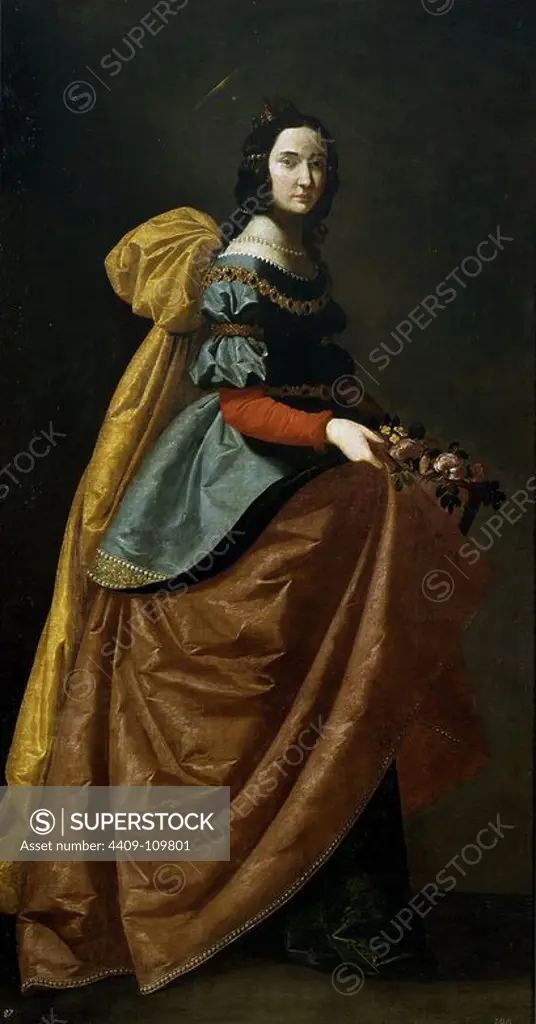 Francisco de Zurbarán / 'Saint Elisabeth of Portugal', ca. 1635, Spanish School, Oil on canvas, 184 cm x 98 cm, P01239. Museum: MUSEO DEL PRADO, MADRID, SPAIN.