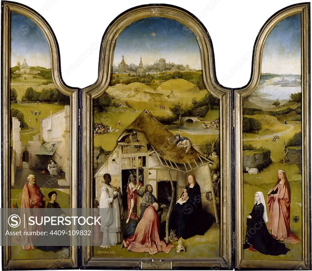 El Bosco / 'Adoration of the Magi', ca. 1495, Flemish School, Oil on panel, 138 cm x 138 cm, P02048. Museum: MUSEO DEL PRADO, MADRID, SPAIN.