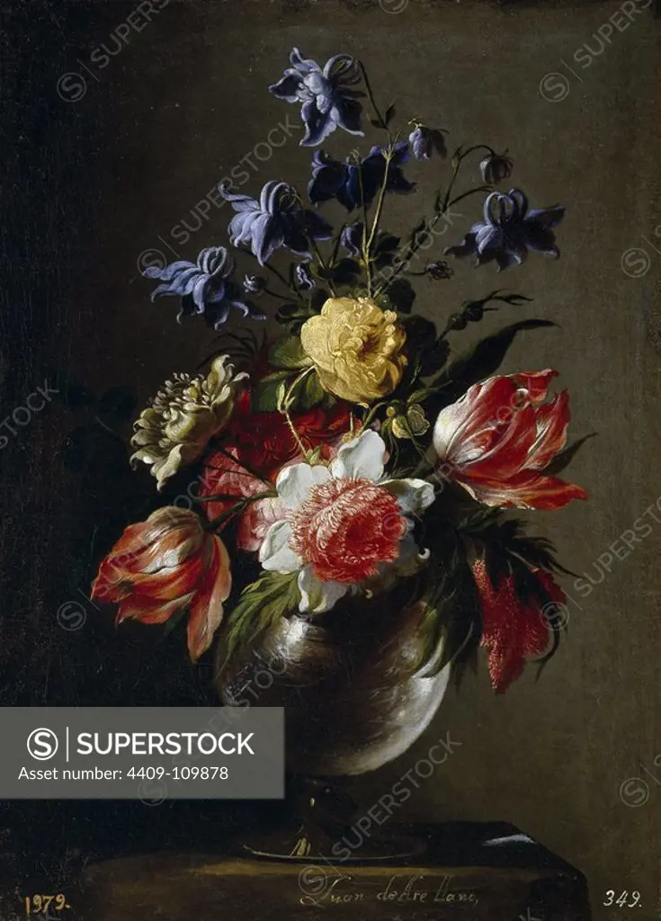 Juan de Arellano / 'Vase of Flowers', 1660-1670, Spanish School, Oil on canvas, 60 cm x 45 cm, P00597. Museum: MUSEO DEL PRADO, MADRID, SPAIN.