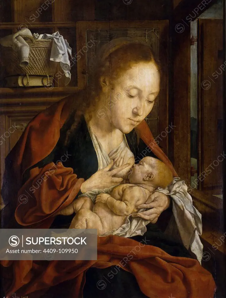 Marinus van Reymerswaele / 'The Nursing Madonna', 1525-1550, Flemish School, Oil on panel, 61 cm x 46 cm, P02101. Museum: MUSEO DEL PRADO, MADRID, SPAIN.