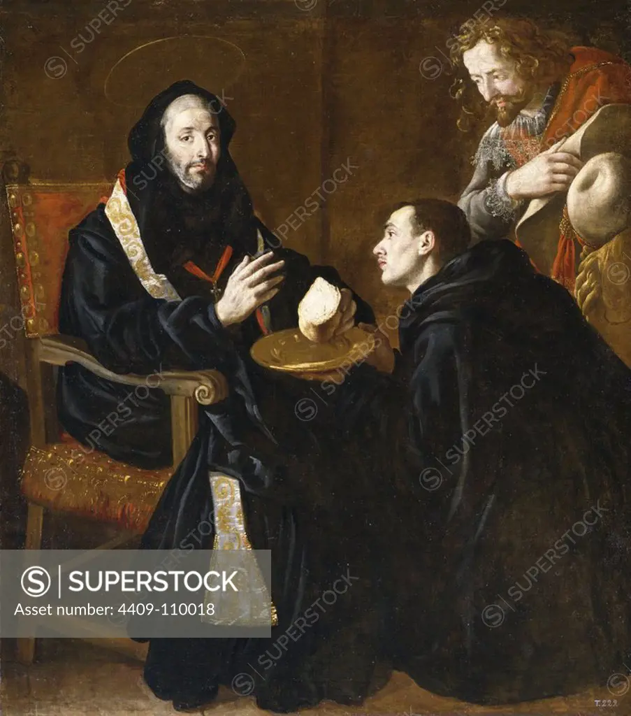 Fray Juan Andrés Rizi / 'San Benito bendiciendo el pan', ca. 1655, Spanish School, Oil on canvas, 168 cm x 148 cm, P02510. Museum: MUSEO DEL PRADO, MADRID, SPAIN.