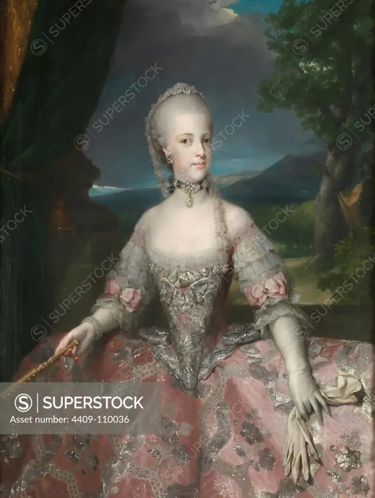 Anton Rafael Mengs / 'Maria Carolina of Austria, Queen of Naples', ca. 1768, German School, Oil on canvas, 130 cm x 98 cm, P02194. Museum: MUSEO DEL PRADO, MADRID, SPAIN. Author: ANTON RAPHAEL MENGS.