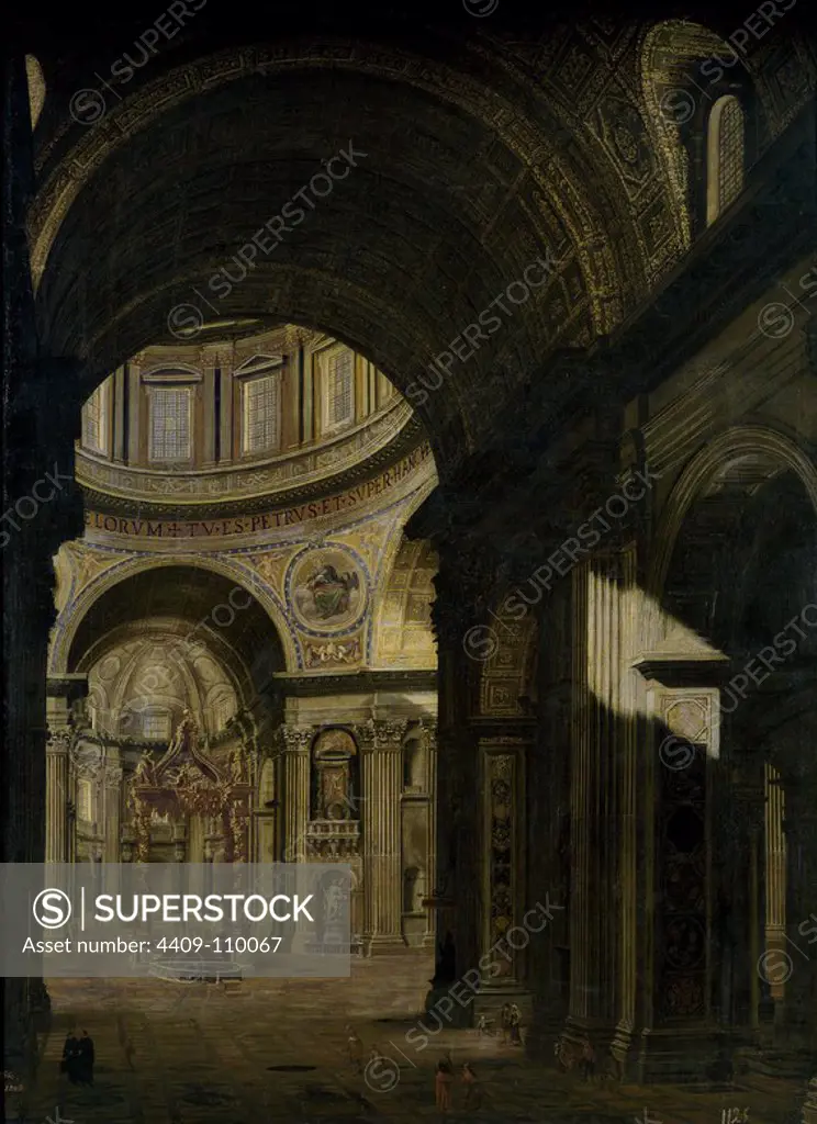 Filippo Gagliardi / 'Interior de la Basílica de San Pedro de Roma', 1640, Italian School, Canvas, 210 cm x 156 cm, P00145. Museum: MUSEO DEL PRADO, MADRID, SPAIN.