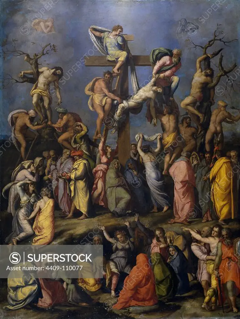 Alessandro Allori / 'Descent from the Cross', ca. 1560, Italian School, Oil on copper, 70 cm x 54 cm, P00511. Museum: MUSEO DEL PRADO, MADRID, SPAIN.
