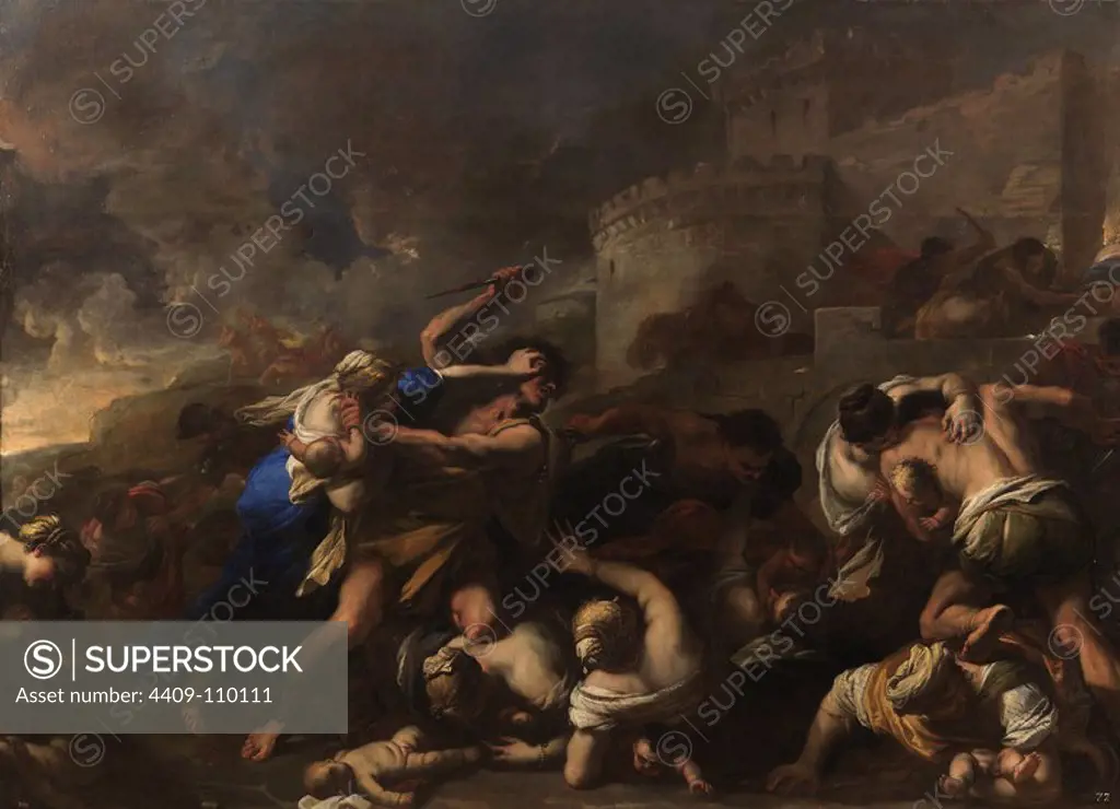 Luca Giordano / 'Degollación de los inocentes', ca. 1663, Italian School, Oil on canvas, 232 cm x 333 cm, P06311. Museum: MUSEO DEL PRADO, MADRID, SPAIN.