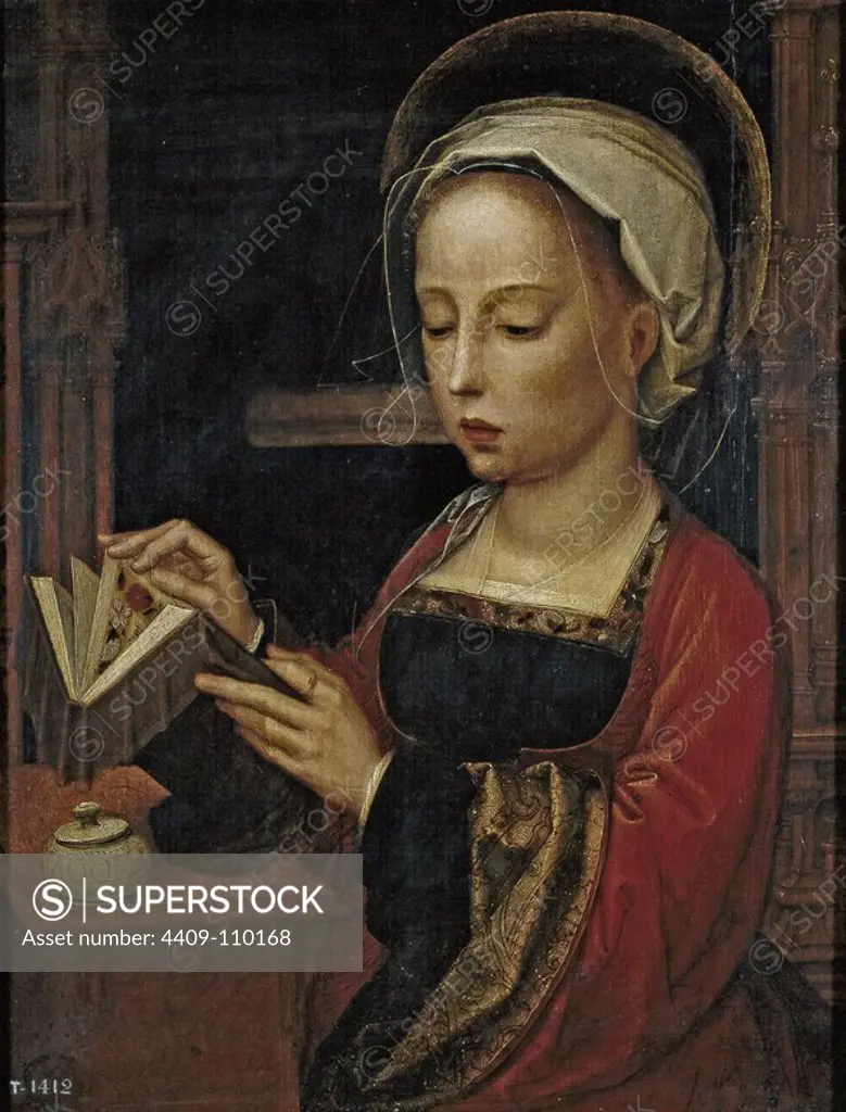 Adriaen Isenbrandt / 'Mary Magdalene Reading', First half 16th century, Flemish School, Oil on panel, 45 cm x 34 cm, P02664. Museum: MUSEO DEL PRADO, MADRID, SPAIN. Author: ADRIAEN ISENBRANDT.
