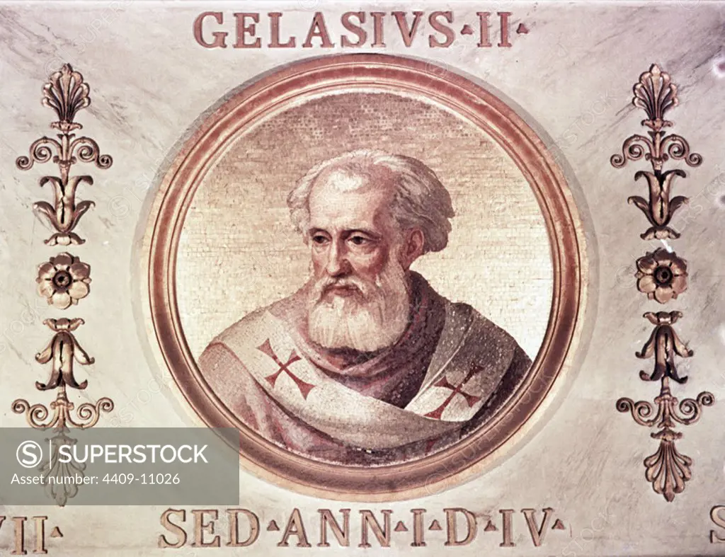 Gelasius II (Gelasio II), pope from 1118 to 1119. Location: BASILICA DE SAN PABLO. Rome. ITALIA. GELASIO II PAPA. PAPA GELASIO II.