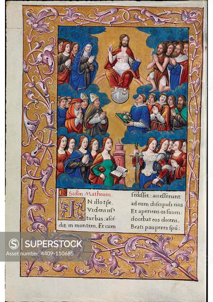 Evangeliario de París, para uso de Carlos, Duque de Angulema, 1501-1600, Illuminated manuscript. Location: BIBLIOTECA NACIONAL-COLECCION. MADRID. SPAIN. JESUS. CRISTO EN MAJESTAD. CRISTO MAESTRO.