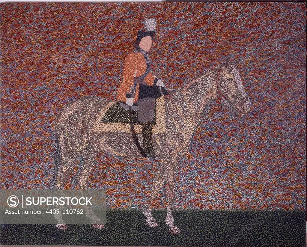 'El mejor caballo del mundo', 1969, Oil on canvas, 200 x 250 cm. Author: EDUARDO ARROYO (1937-2018). Location: GALERIA ANTONIO MACHON. MADRID. SPAIN. ISABEL II DE INGLATERRA. ISABEL II DE GRAN BRETAÑA.