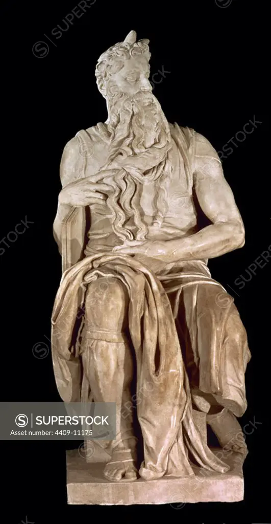 Italian school. Moses. Statue for the tomb of Pope Julius II. Rome, Basilica of San Pietro in Vincoli. Author: Michelangelo. Location: IGLESIA DE SAN PEDRO AD VINCULA. Rome. ITALIA.