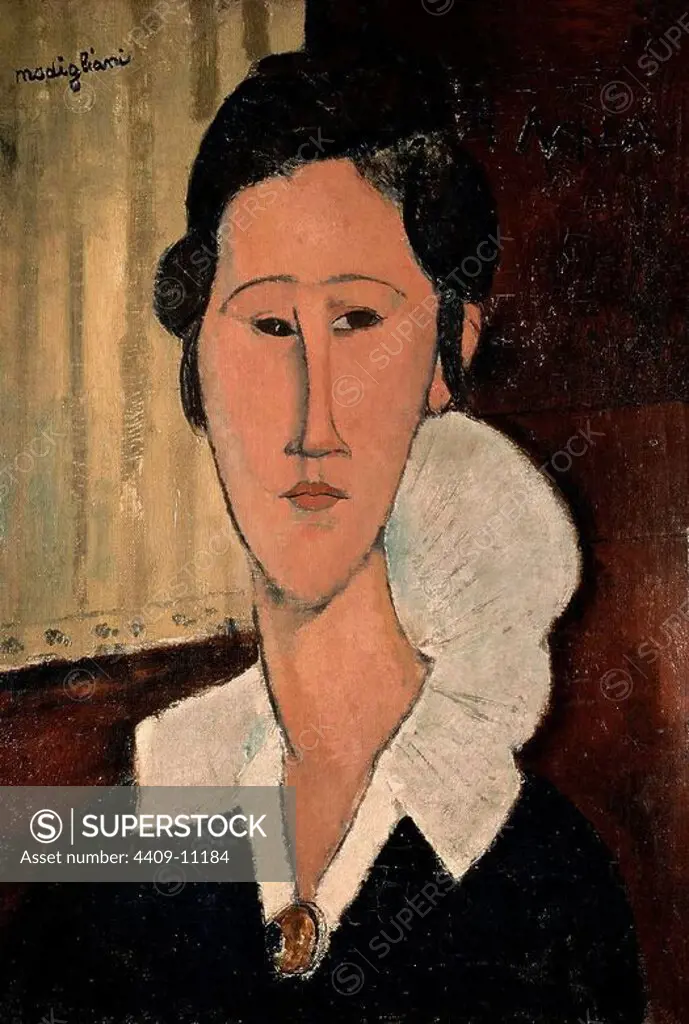 Portrait of Madame Hanka Zborowska - 1917 - oil on canvas. Author: Amedeo Modigliani. Location: MUSEE NATIONAL D'ART MODERNE. Rome. ITALIA. ZBOROWSKA MANKA.