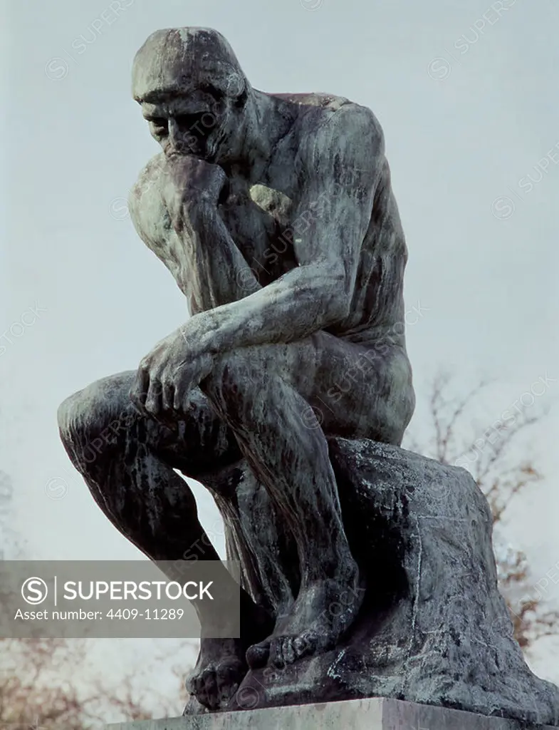 French school. The Thinker. Bronze. Paris, musée Rodin. Author: Auguste Rodin (1840-1917). Location: MUSEE RODIN. France.