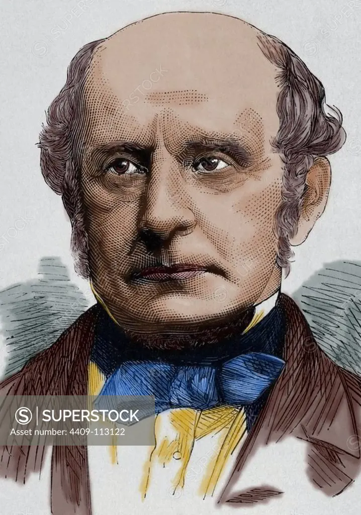 Sir Alexander Cockburn (1802-1880). Scottish politician and judge. Engraving by Paris. The Spanish and American Illustration, 1872. Colored.