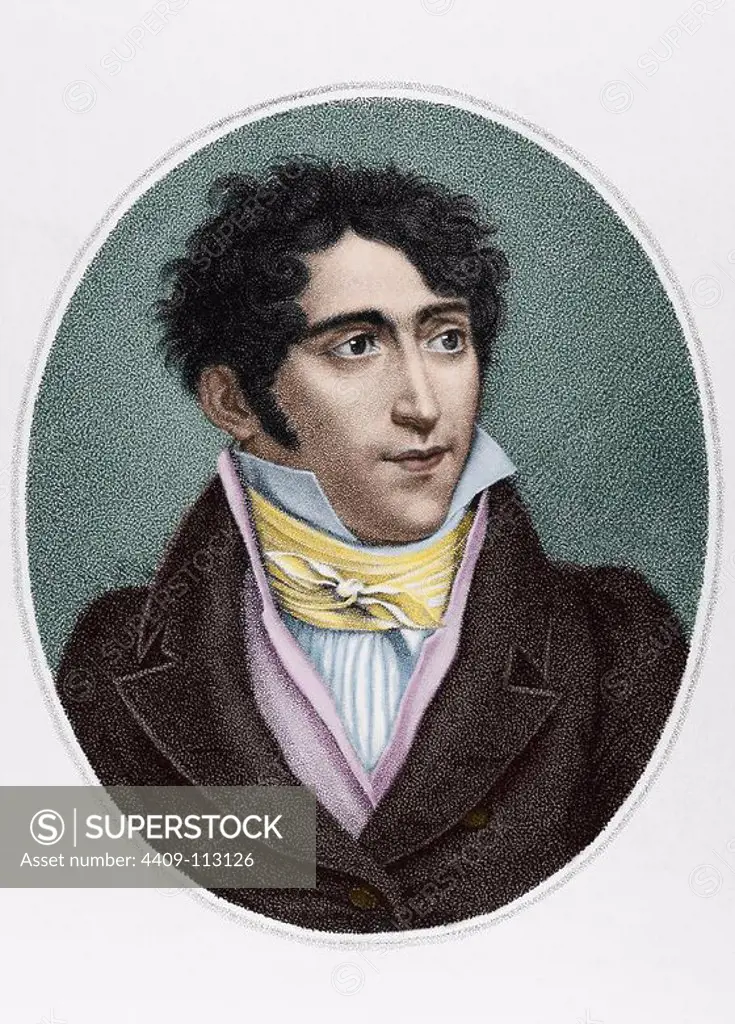 Jean Coralli (1779-1854). French dancer and choreographer. Ballet Master of the Paris Opera. Engraving in Great Ballet Prints of the Romantic Era. 19th century. Colored.