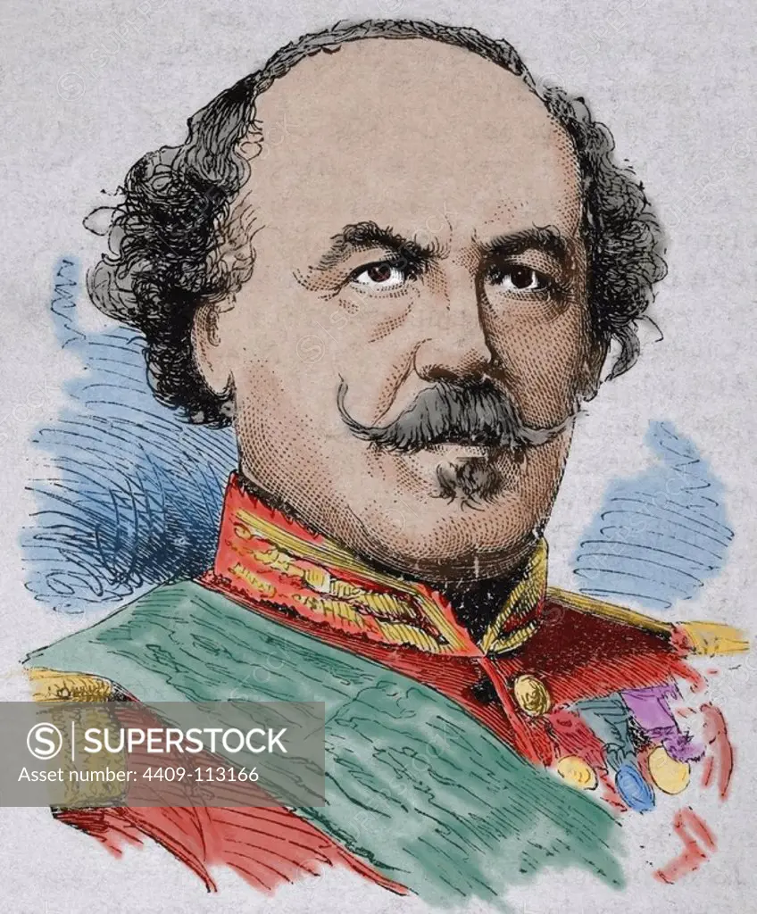Franí§ois Certain-Canrobert (1809-1895). French Marshal. Engraving in The Spanish and American Illustration, 1872. Colored.