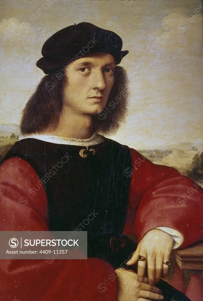Portrait of Agnolo Doni - 1505/06 - 63x45 cm - oil on panel - Italian Renaissance. Author: RAFAEL SANZIO O RAFAEL DE URBINO. Location: PALACIO PITTI / GALERIA PALATINA. Florenz. ITALIA.