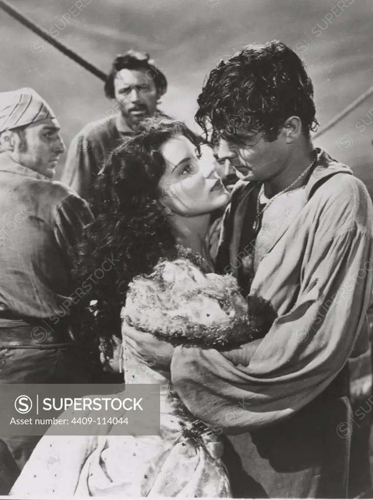 LOUIS JOURDAN and DEBRA PAGET in ANNE OF THE INDIES (1951), directed by JACQUES TOURNEUR.