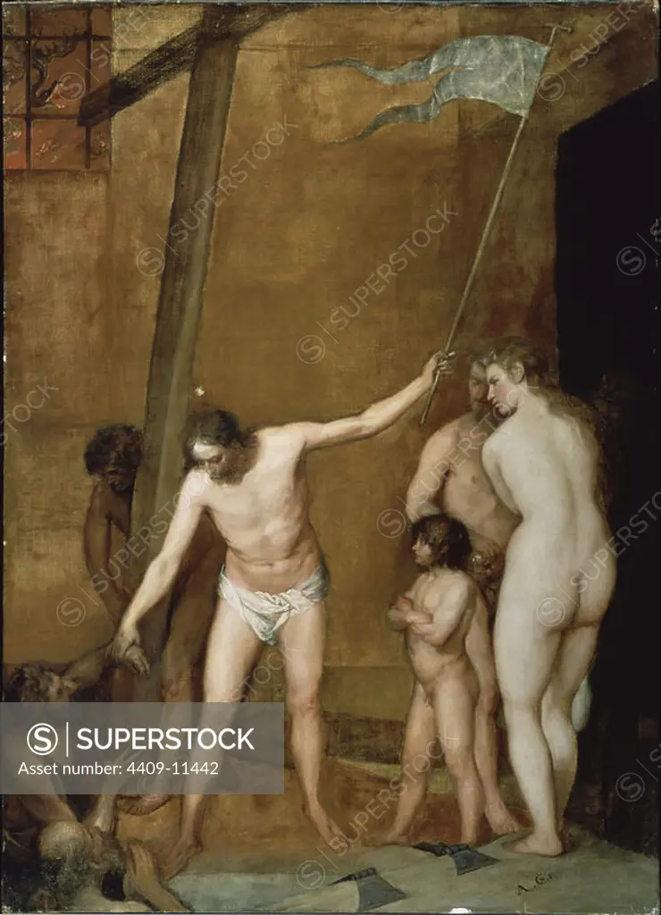 'Christ in Limbo', c. 1655, Oil on canvas, 167,6 x 120,6 cm. Author: ALONZO CANO. Location: COUNTY MUSEUM OF ART. LOS ANGELES-CALIFORNIA. JESUS. EVE. Adam.