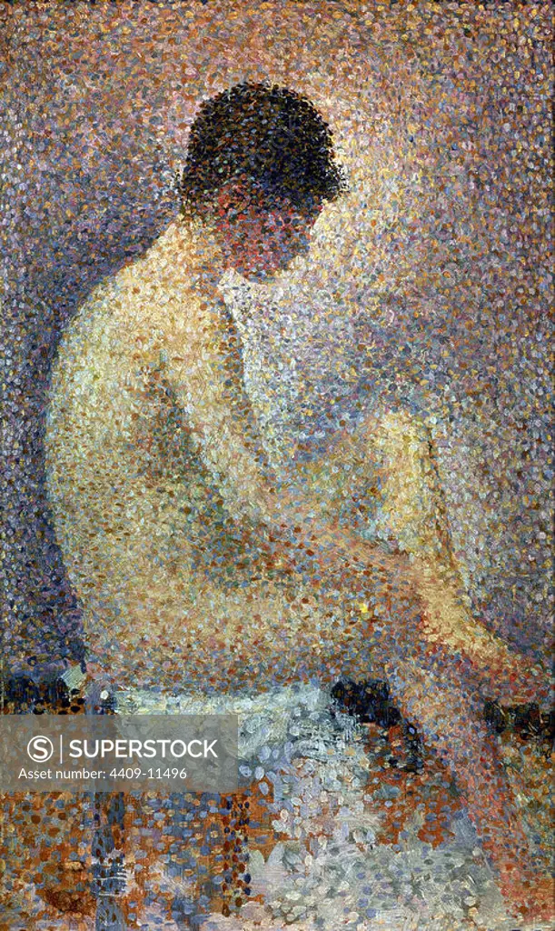 Model in Profile - 1887 - 24x14,50 cm - oil on panel. Author: GEORGES SEURAT. Location: MUSEE D'ORSAY. France.