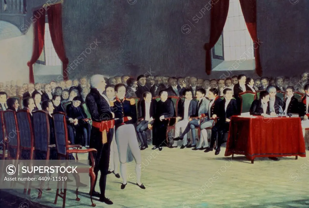 Signing of the Act of Independence on 5th July 1811 - 19th century- oil on canvas. Author: LOVERA JUAN. Location: CONSEJO MUNICIPAL. CARACAS.