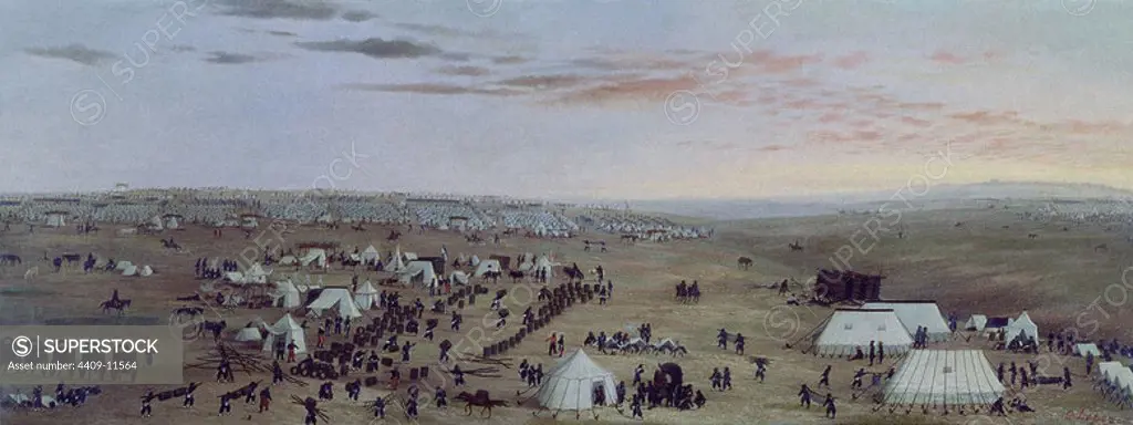 The Uruguaiana Camp, Rio Grande, 1865 -1876/85 - oil on canvas - 41,5 x 109 cm. Author: LOPEZ CANDIDO. Location: MUSEO HISTORICO NACIONAL. BUENOS AIRES.