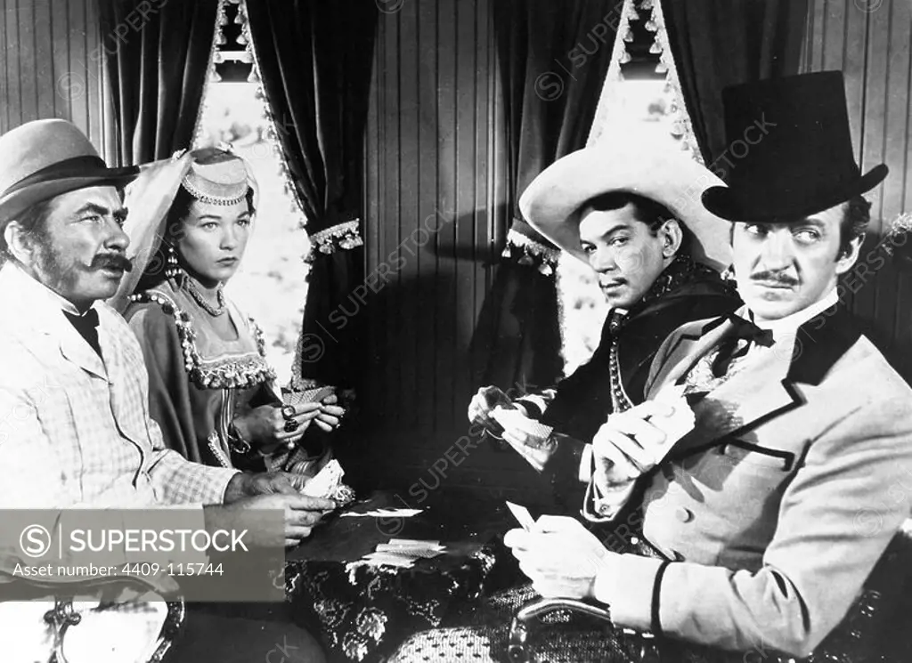 ROBERT NEWTON, CANTINFLAS, DAVID NIVEN and SHIRLEY MACLAINE in AROUND THE WORLD IN EIGHTY DAYS (1956), directed by MICHAEL ANDERSON.