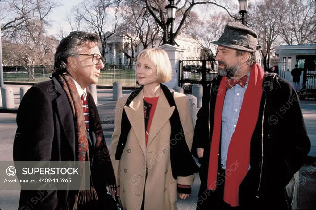 DUSTIN HOFFMAN, ROBERT DE NIRO and ANNE HECHE in WAG THE DOG (1997), directed by BARRY LEVINSON.