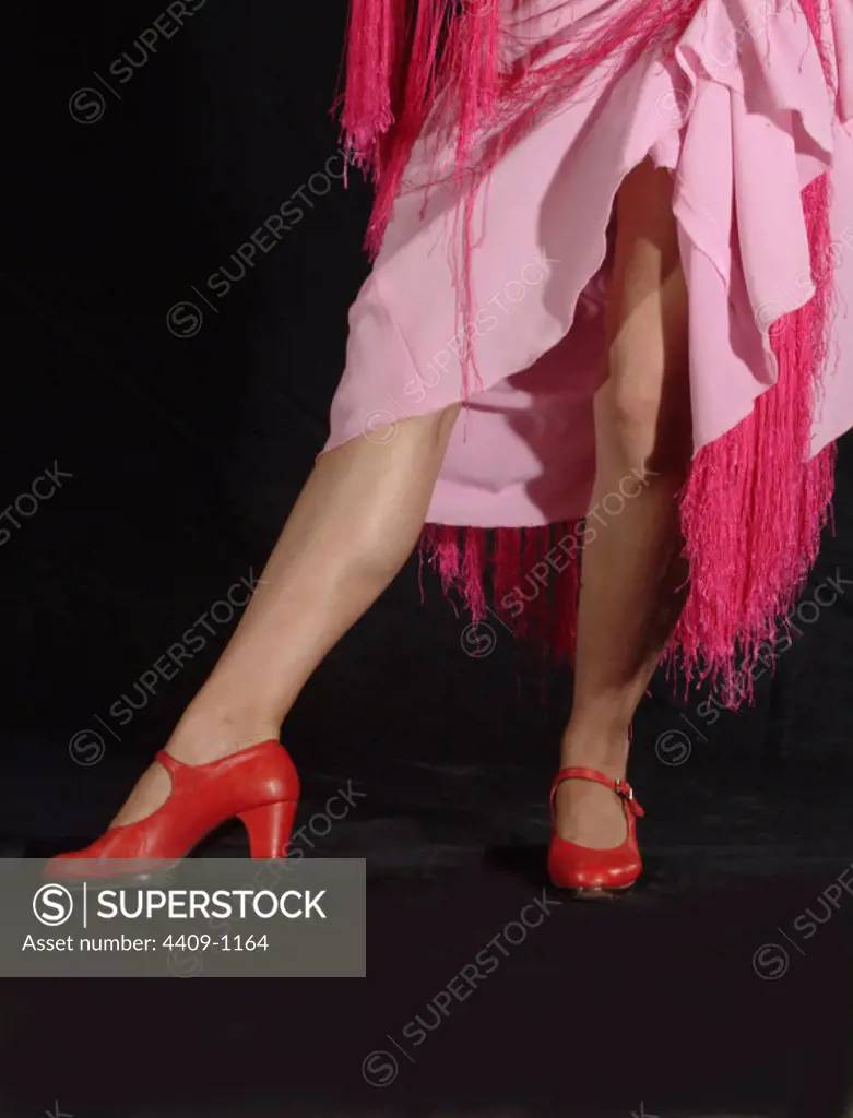 Flamenco dancer legs photo detail.