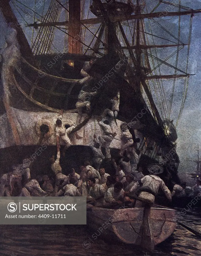 Capture of the 'Esmeralda' in Callao by the Chilean Navy, 5 to 6 november 1820.