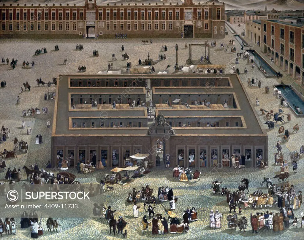 The Plaza Mayor in Mexico. 18th century. Mexico, museum of the city. Location: CITY MUSEUM. MEXICO CITY.