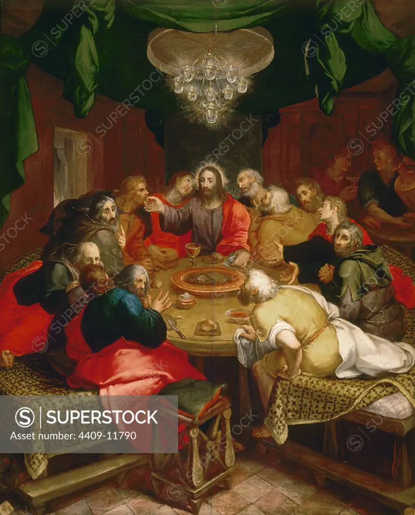 The Last Supper - 1592 - 133x108 - NºINV 752. Author: OTTO VAN VEEN (1556-1629) OTTO VENIUS u O. VAENIS. Location: ACADEMIA DE SAN FERNANDO-PINTURA. MADRID. SPAIN. JESUS. JUDAS ISCARIOTE (3 ac-30 dc).