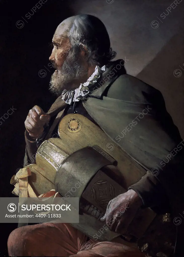 The Blind Hurdy Gurdy Player - 1610/30 - 84x61 cm - oil on canvas - French Baroque - NP 7613. Author: GEORGES DE LA TOUR (1593-1652). Location: MUSEO DEL PRADO-PINTURA. MADRID. SPAIN.
