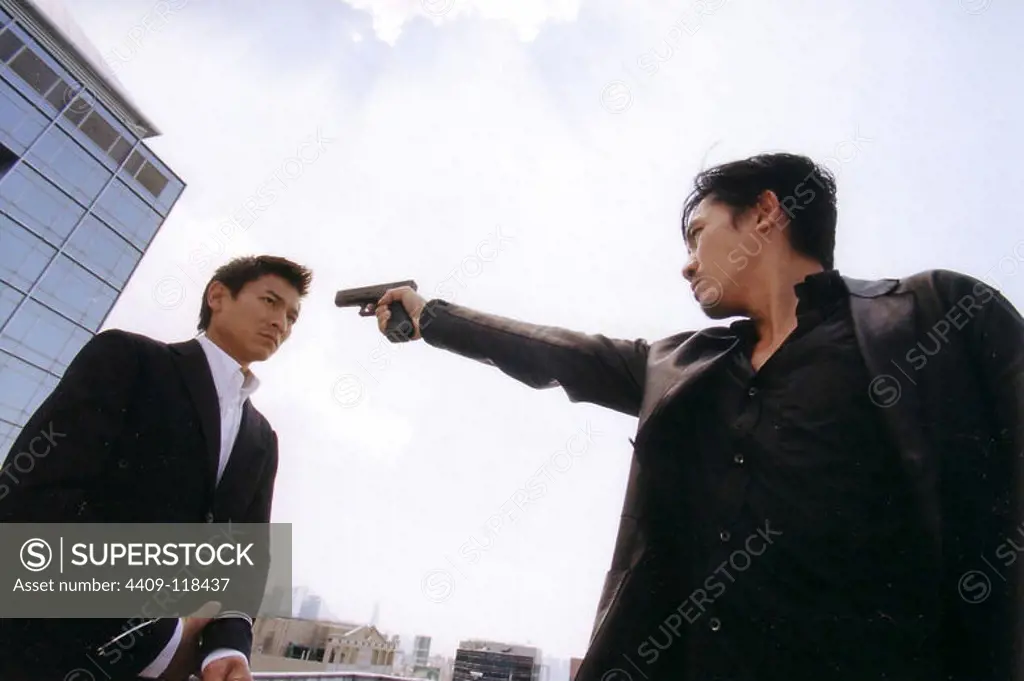 TONY LEUNG and ANDY LAU in INFERNAL AFFAIRS (2002) -Original title: WU JIAN DAO-, directed by WAI KEUNG LAU.