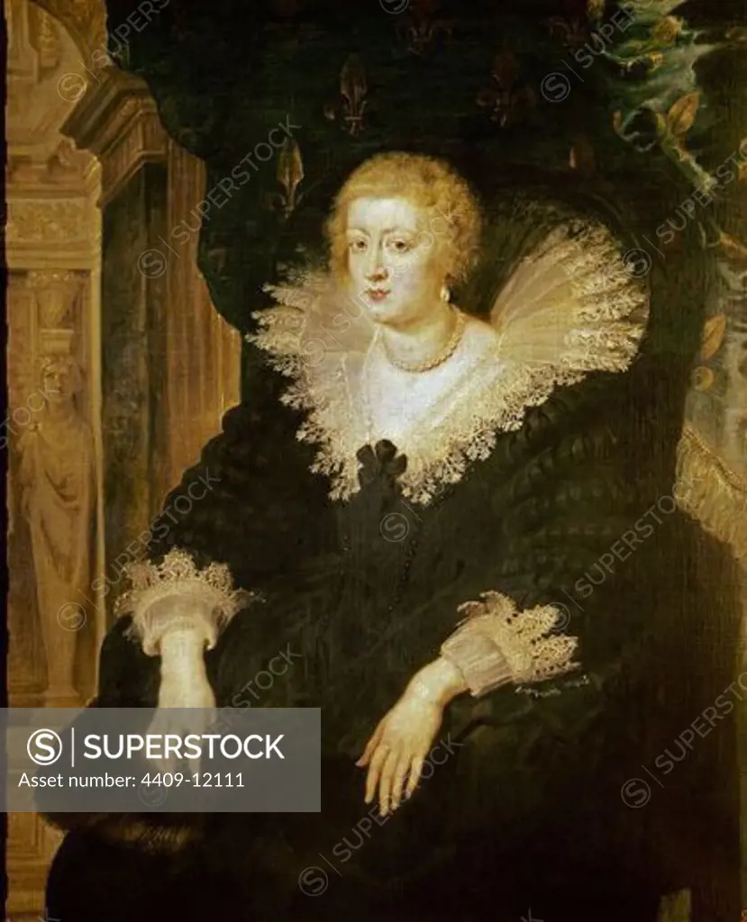 Portrait of Anne of Austria - 1622 - 130x108 cm - oil on canvas - Flemish Baroque - NP 1689. Author: RUBENS, PETER PAUL. Location: MUSEO DEL PRADO-PINTURA, MADRID, SPAIN. Also known as: ANA DE AUSTRIA, REINA DE FRANCIA.