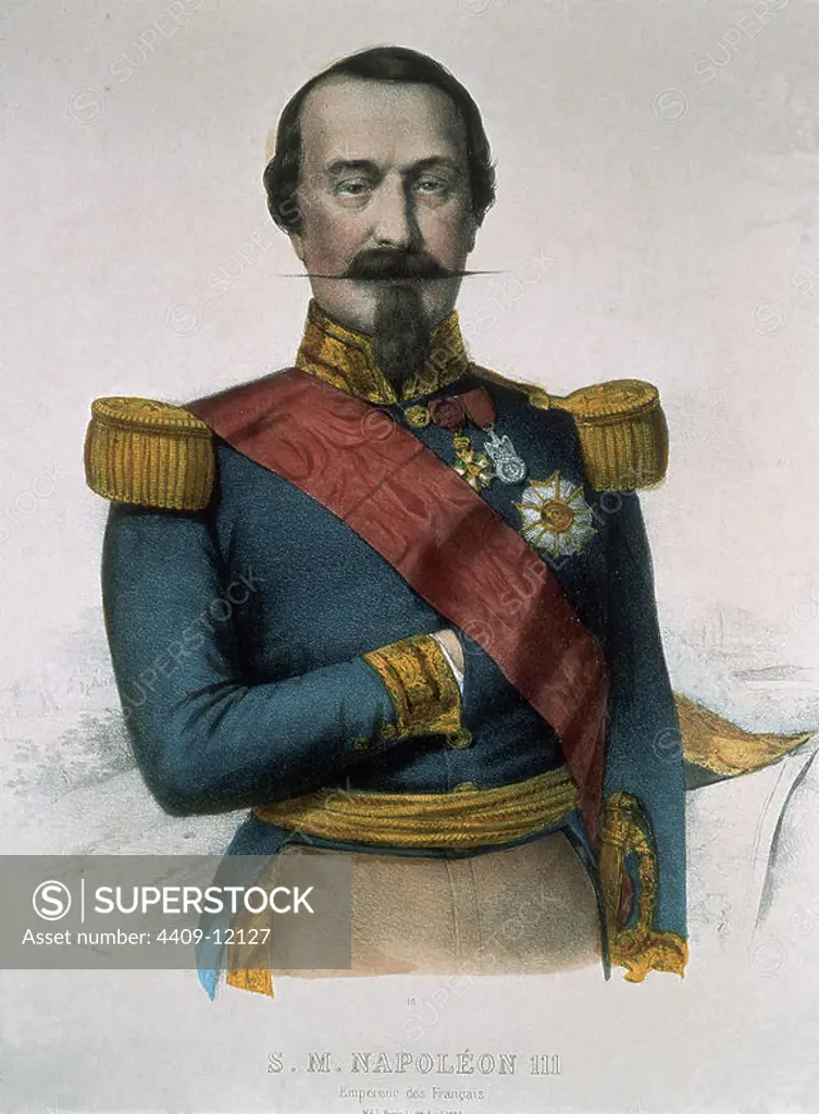 LITOGRAFIA-NAPOLEON III-EMPERADOR FRANCES(CARLOS LUIS NAPOLEON BONAPARTE) 1808/73. Author: NICOLAS-EUSTACHE MAURIN.