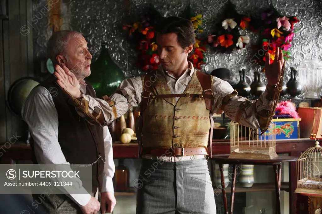 MICHAEL CAINE and HUGH JACKMAN in THE PRESTIGE (2006), directed by CHRISTOPHER NOLAN.