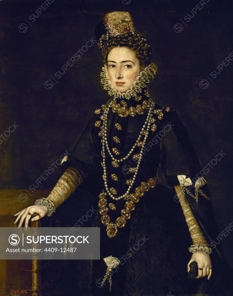 Catherine Michelle of Austria, duchess of Savoy. Catalina Micaela de Austria, duquesa de Saboya. Madrid, Prado museum. Author: ALONSO SANCHEZ COELLO. Location: MUSEO DEL PRADO-PINTURA. MADRID. SPAIN.