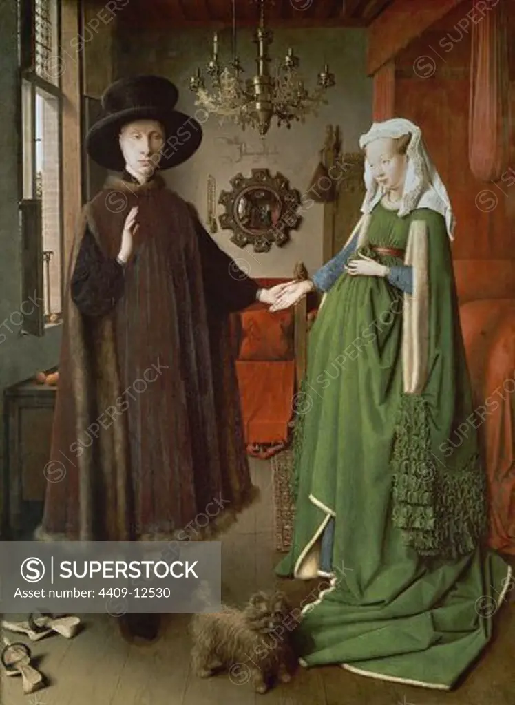 Flemish school. Giovanni Arnolfini and his Wife. 1434. London, National Gallery. Author: EYCK, JAN VAN. Location: NATIONAL GALLERY, LONDON, ENGLAND.