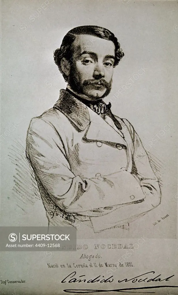 CANDIDO NOCEDAL (1821-1885) POLITICO PERIODISTA Y ABOGADO - GRABADO SIGLO XIX.
