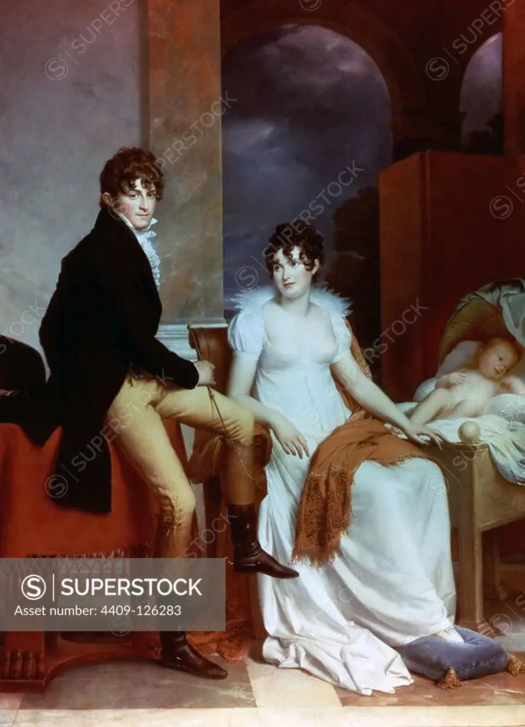 'Count Moritz Christian Fries and Countess Fries and their child', 1804, Oil on canvas, 223 x 163,5 cm. Author: FRANÇOIS GERARD. Location: KUNSTHISTORISCHES MUSEUM / MUSEO DE BELLAS ARTES. WIEN. AUSTRIA. FRIES MORITZ REIDIESGRAFEN VAN.