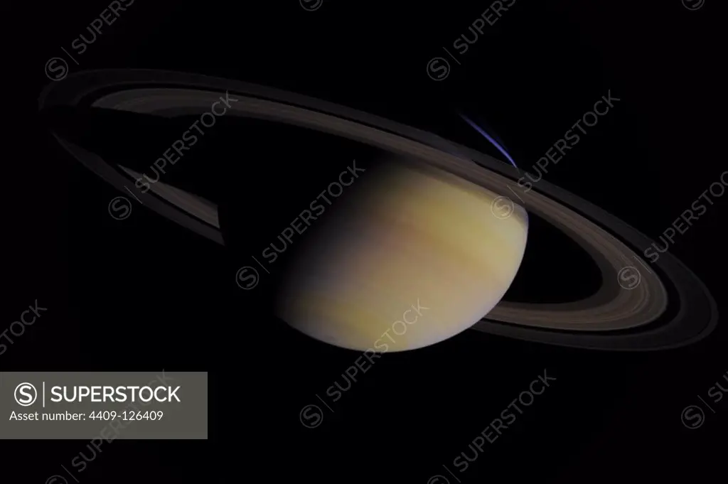 Saturn. Sixth planet from the Sun. Photograph taken by the Cassini-Huygens.